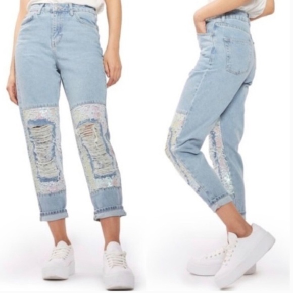 topshop sequin jeans